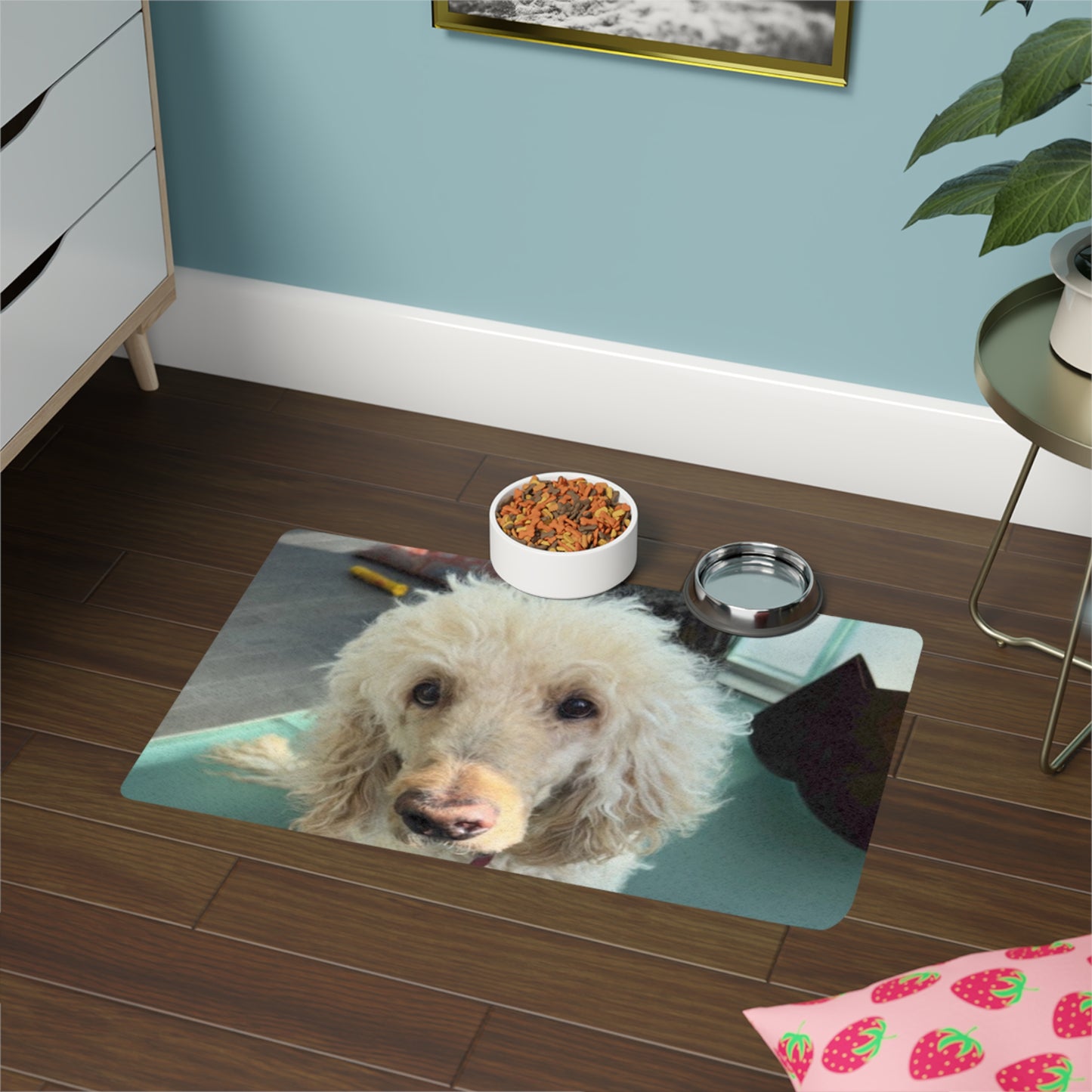 Pet Food Mat with Custom Design | Non-Slip Dog Feeding Station, Stylish Pet Bowl Mat, Cute Animal Decor, Personalized Pet Gift