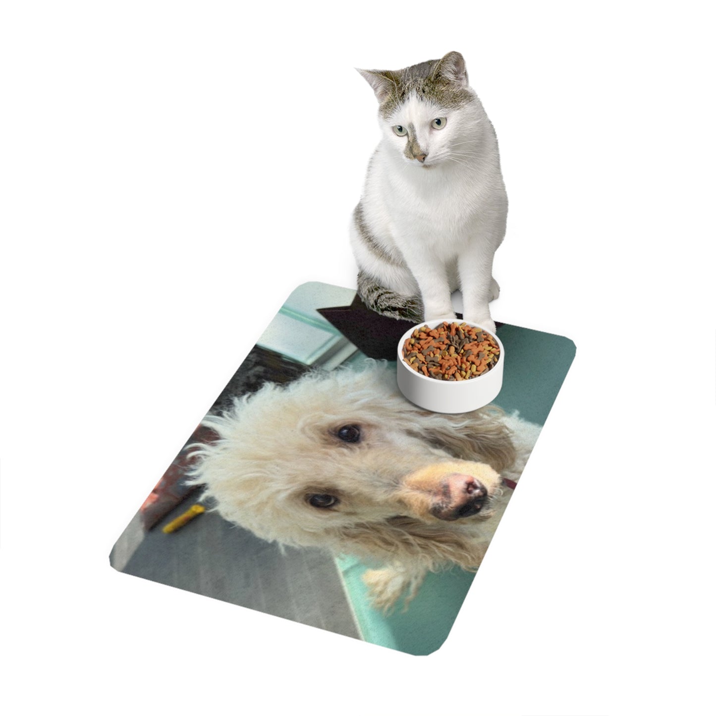 Pet Food Mat with Custom Design | Non-Slip Dog Feeding Station, Stylish Pet Bowl Mat, Cute Animal Decor, Personalized Pet Gift