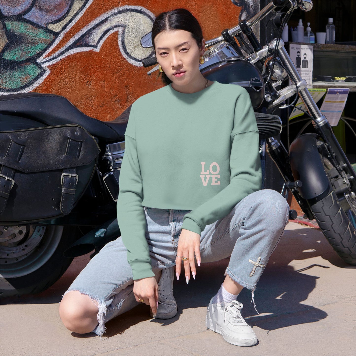 Heart and Love Cropped Sweatshirt